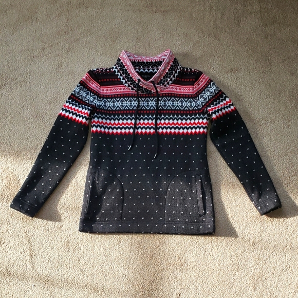 Talbots warm fair isle sweater. 2pockets, criss cross mockneck detail - Picture 1 of 7